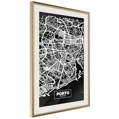 Poster Artgeist Affisch Negative Map Porto