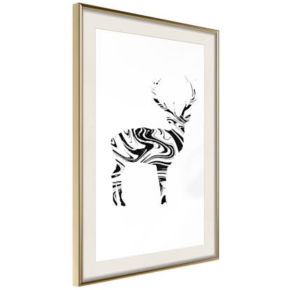 Poster Artgeist Affisch Black and White Deer