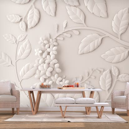 Fototapet Arkiio Självhäftande Paper Flowers Cream