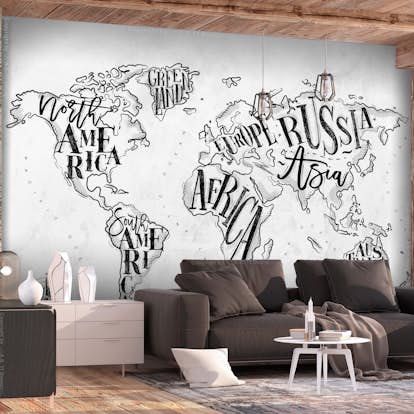 Fototapet Arkiio Självhäftande Retro Continents Grey