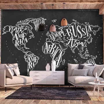 Fototapet Arkiio Självhäftande Retro Continents Black