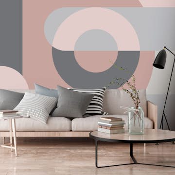 Fototapet Arkiio Självhäftande Geometric Wreath Pink