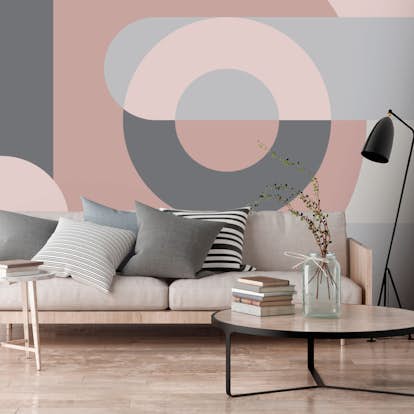 Fototapet Arkiio Självhäftande Geometric Wreath Pink