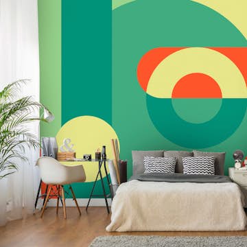 Fototapet Arkiio Självhäftande Geometric Wreath Green