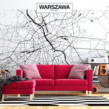 Fototapet Arkiio Självhäftande Warsaw Map