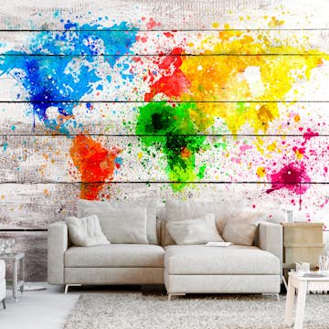 Fototapet Arkiio Självhäftande World Map Colourful Blot