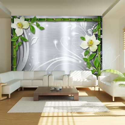 Fototapet Arkiio Bamboo And Two Orchids
