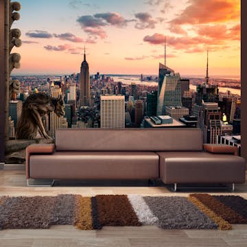 Fototapet Arkiio Självhäftande New York The Skyscrapers And Sunset