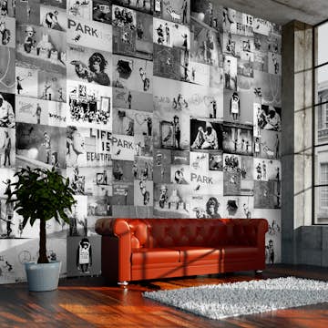 Fototapet Arkiio Banksy grey collage 50x1000 cm