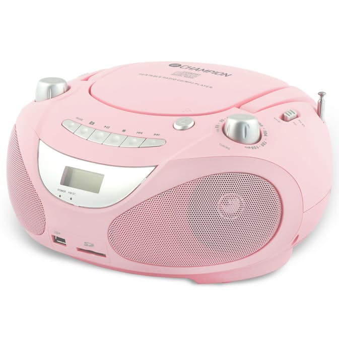 Boombox Champion CD/Radio/MP3/USB Pink