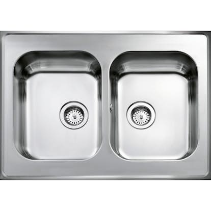 Heltäckande Diskbänk Intra Atlantic H 610 med Korgventil och Kranhål Vändbar