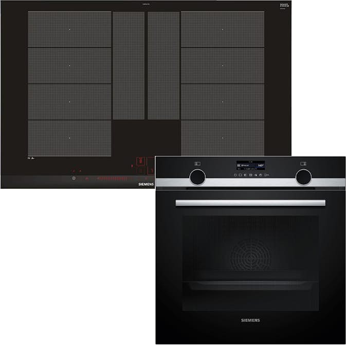 Siemens Ugn- & Hällpaket iQ500 HB579GBR3 + iQ700 EX875LYV1E Induktionshäll Med Pyrolys Självrengöring och FlexInduction