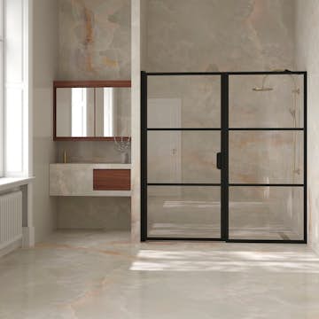 Duschdörr Hietakari Bläk 745 Tokyo Nisch Fast Vägg och Vändbar Dörr