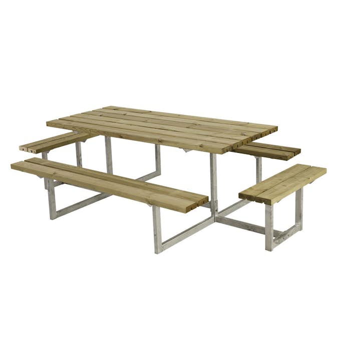 Picknickbord PLUS Basic med Extra Sittplatser Tryckimpregnerat Trä Utomhus