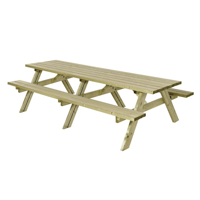 Picknickbord PLUS Bänkset med Fällbara säten & 12 Sittplatser i Tryckimpregnerat Trä