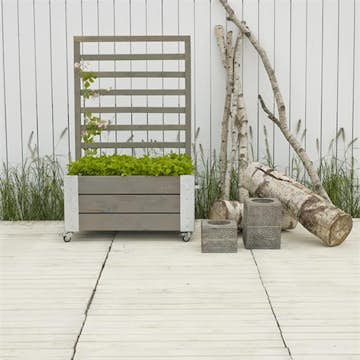 Blomlåda PLUS Cubic med Spalje Gråbrun 87x50x130 cm