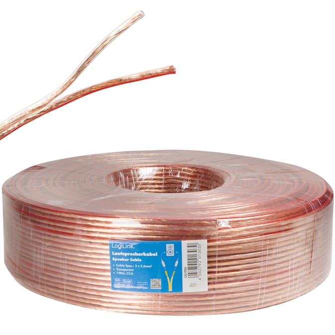 Högtalarkabel LogiLink 2x2,5 mm² Transparent