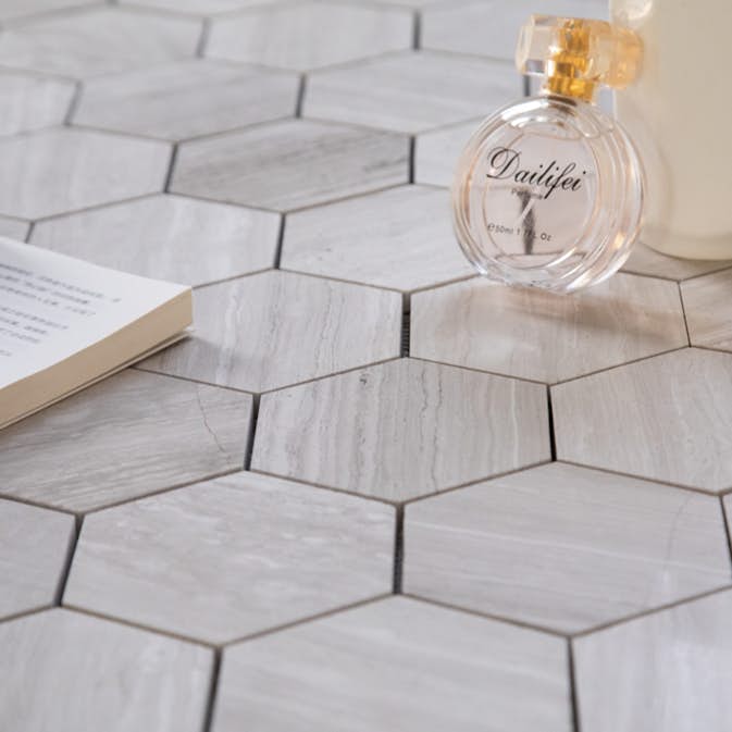 Natursten ArtStone Woodlight Gravin Hexagon Polerad 10x10 cm