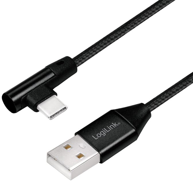 Vinklad USB-C-kabel LogiLink USB 2.0 Max 15W 0,3 m