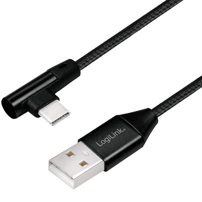 Vinklad USB-C-kabel LogiLink USB 2.0 Max 3A 1 m