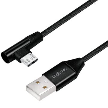 Vinklad MicroUSB-kabel LogiLink USB 2.0 15W 1 m