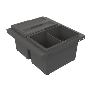 Källsorteringskärhållare Beslag Design Cube Basic Low 400 Mörkgrå