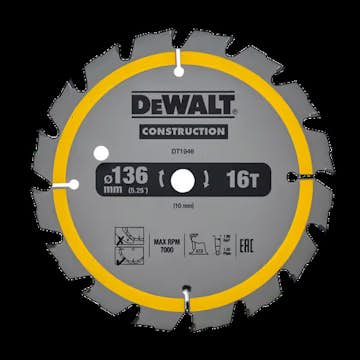 Cirkelsågklinga DeWalt DT1946 136X10 mm 16T