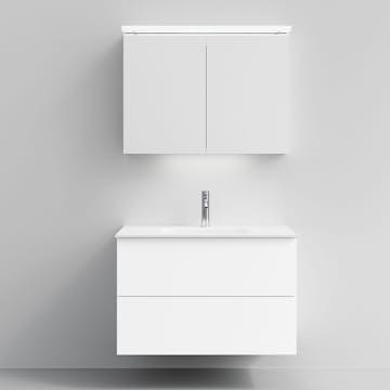 Tvättställsskåp Temal Astra med Tvättställ Onni och Spegelskåp Highlight