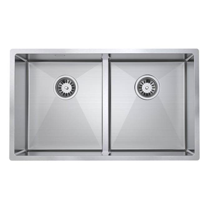 Diskho DecoSteel DI Combo 3434 Rostfri Dubbel med Korgventil & Vattenlås