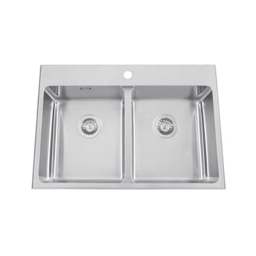 Infälld Diskho Nordic Tech Safir 80 K B Rostfri Dubbel med Korgventil & Vattenlås