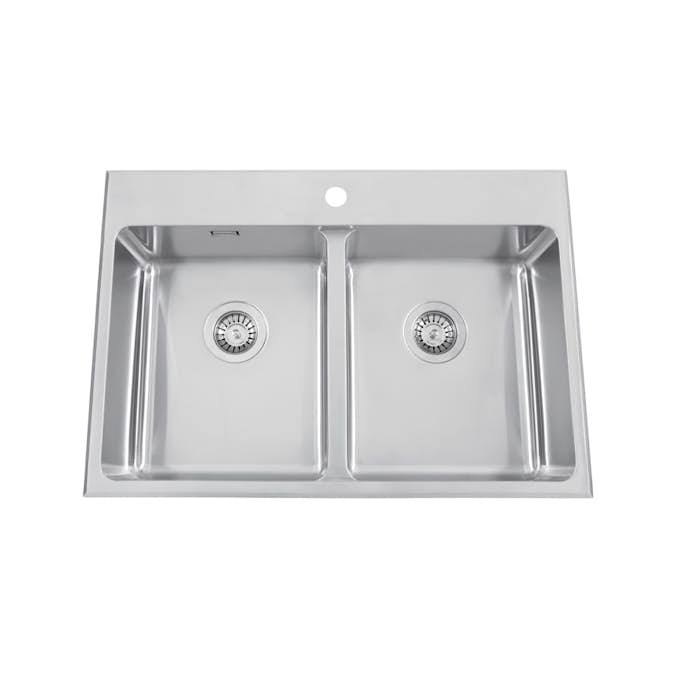 Infälld Diskho Nordic Tech Safir 80 K B Rostfri Dubbel med Korgventil & Vattenlås