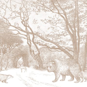 Fototapet ESTAhome Skog Med Skogsdjur Röd EW159064
