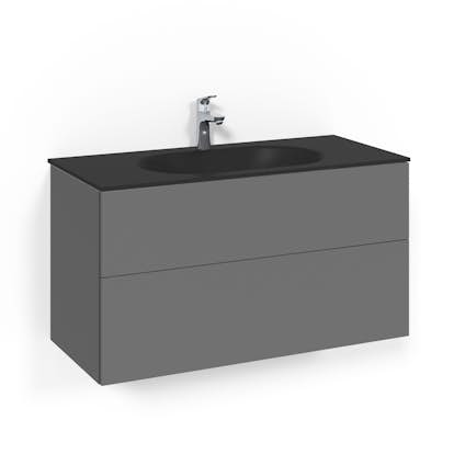 Tvättställsskåp Macro Design Crown Push Open Med Glastvättställ