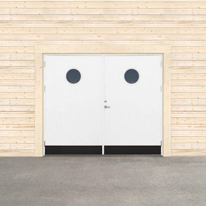 Garageport Sveadörren Kall Runt Fönster Grundmålad