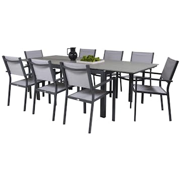 Matgrupp Venture Home Lova 160/240 med 8 Copacabana Karmstolar