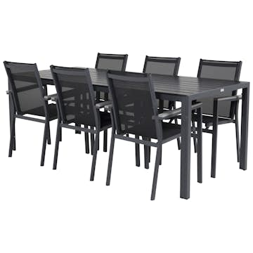 Matgrupp Utomhus Venture Home Bront 205 med 6 Pincy Trädgårdsstolar