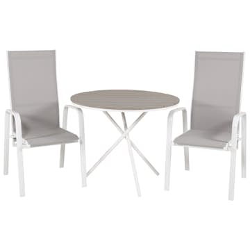 Cafégrupp Venture Home Pincy Ø 90 med 2 Copacabana Trädgårdsstolar Utomhus