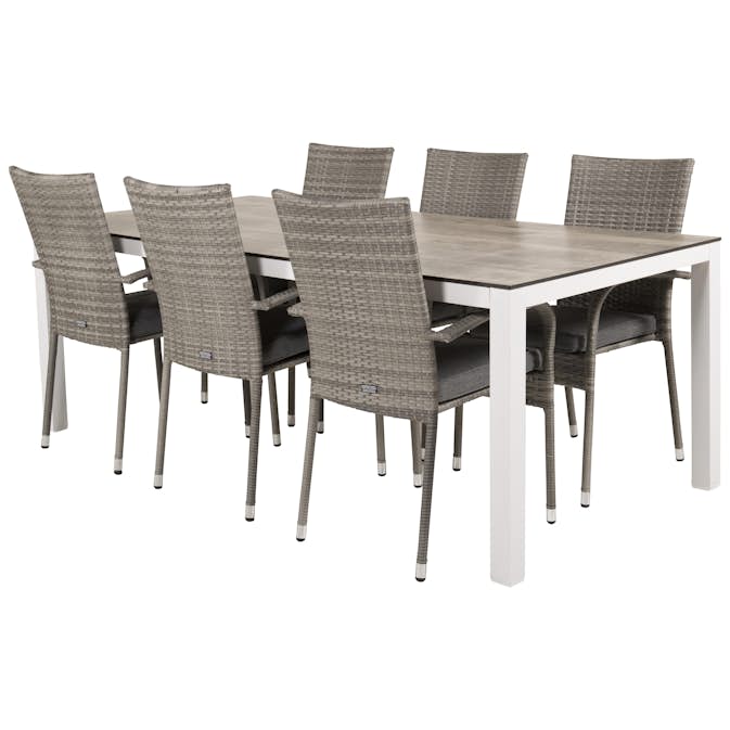 Matgrupp Utomhus Venture Home Lea 205 med 6 Asta Trädgårdsstolar