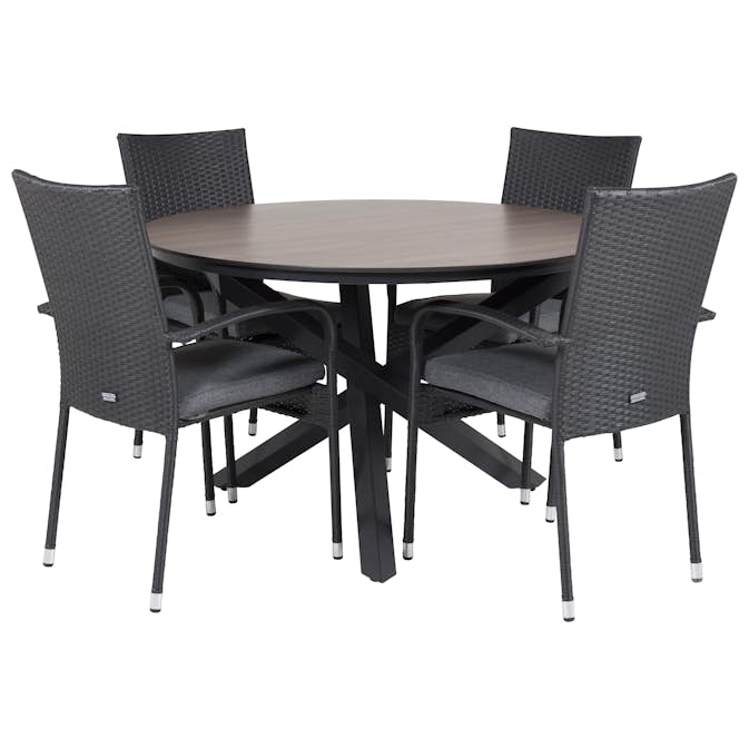Matgrupp Venture Design Lea Ø 120 med 4 Asta Stolar