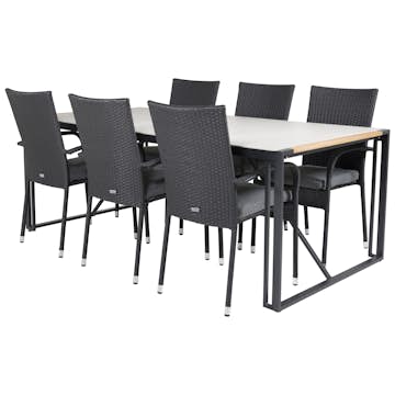 Matgrupp Utomhus Venture Home Tilly 200 med 6 Asta Trädgårdsstolar