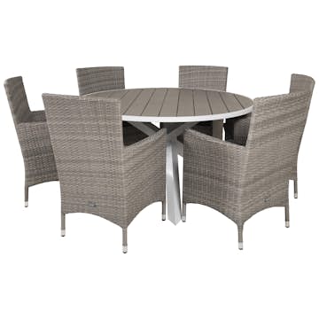 Matgrupp Venture Home Pincy Ø 140 med 6 Milwa Stolar