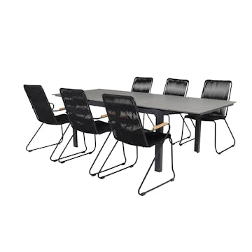 Matgrupp Venture Home Lova 160/240 med 6 Berfin Karmstolar