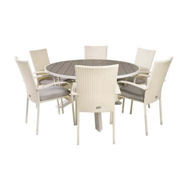 Matgrupp Utomhus Venture Home Pincy Ø140 med 6 Asta Trädgårdsstolar