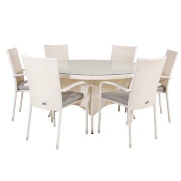 Matgrupp Utomhus Venture Home Virda Ø 150 med 6 Asta Trädgårdsstolar