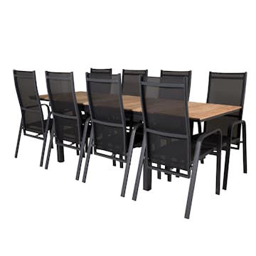 Matgrupp Utomhus Venture Home Meya 160/240 med 8 Copacabana Trädgårdsstolar