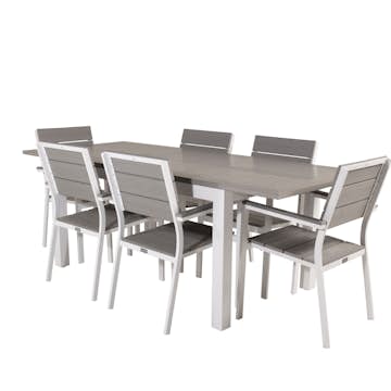 Matgrupp Venture Home Aleyna 152/210 med 6 Lova Matstolar