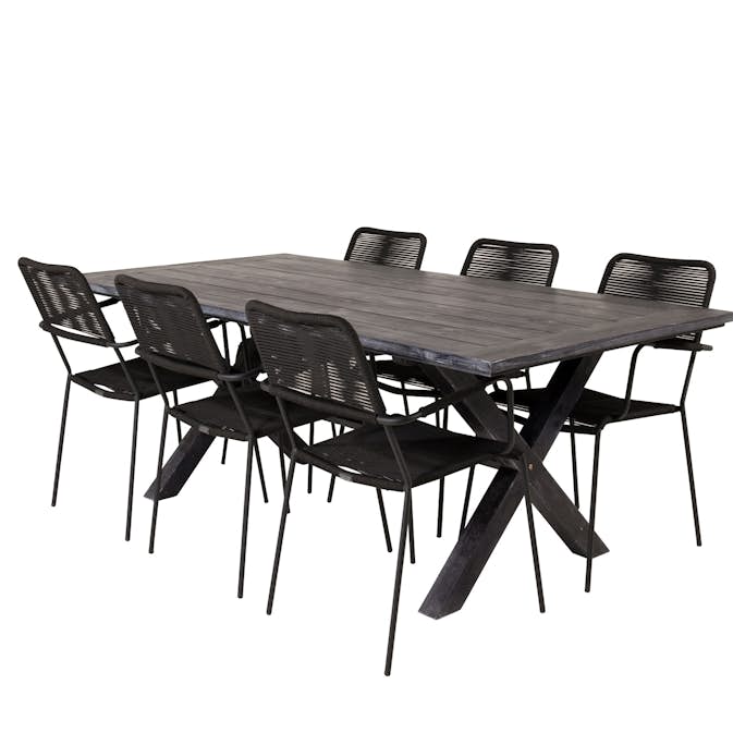 Matgrupp Venture Home Rossi 200 med 6 Leon Karmstolar