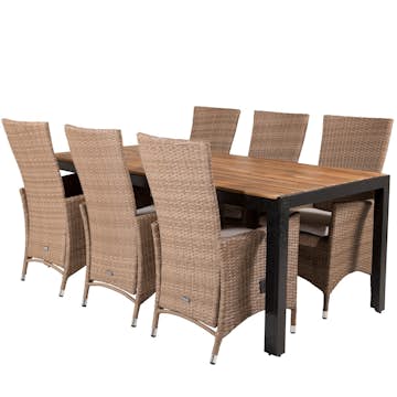 Matgrupp Utomhus Venture Home Berfin med 6 Pishi KarmTrädgårdsstolar