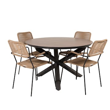 Matgrupp Venture Home Lea Ø120 med 4 Leon Karmstolar