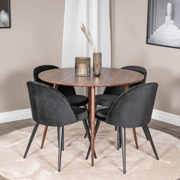 Matgrupp Venture Home Plake med 4 Valentina Stolar Sammet Runt